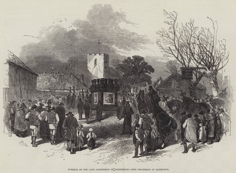 Pohřeb zesnulého arcibiskupa z Canterbury, procesí v Addingtonu od Myles Birket Foster