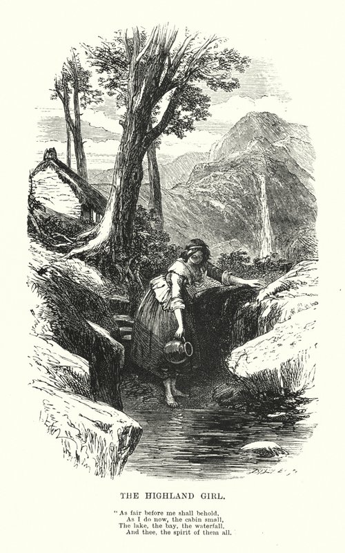 William Wordsworth: The Highland Girl (rytina) od Myles Birket (after) Foster