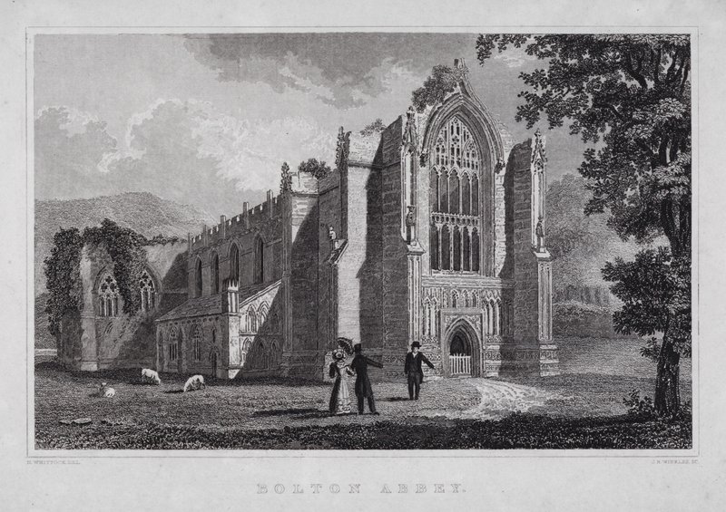 Bolton Abbey (rytina) od Nathaniel (after) Whittock