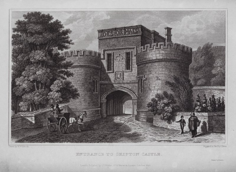 Vchod do hradu Skipton (rytina) od Nathaniel (after) Whittock