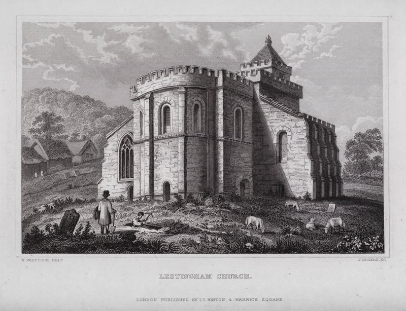 Lestingham Church (rytina) od Nathaniel (after) Whittock