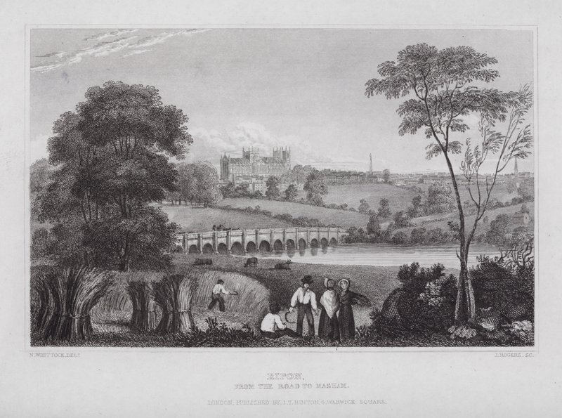 Ripon, z cesty do Masham (rytina) od Nathaniel (after) Whittock