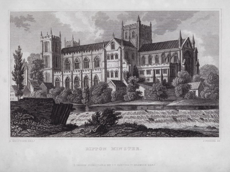 Rippon Minster (rytina) od Nathaniel (after) Whittock