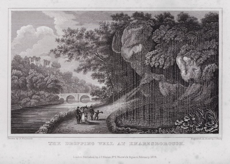 The Droppping Well at Knaresborough (rytina) od Nathaniel (after) Whittock