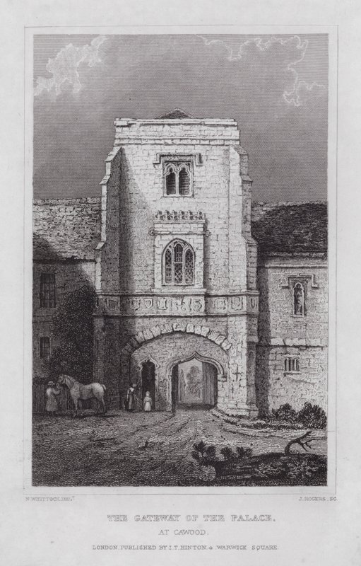 Brána paláce, v Cawood (rytina) od Nathaniel (after) Whittock
