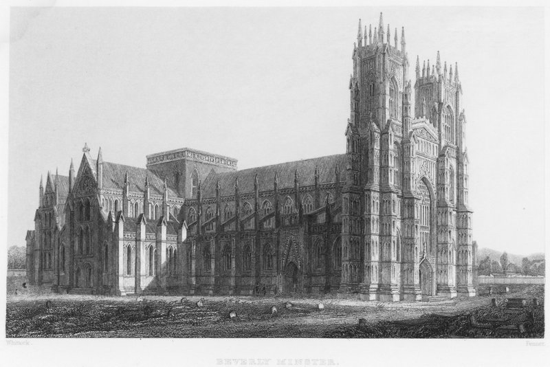 Beverley Minster (rytina) od Nathaniel Whittock