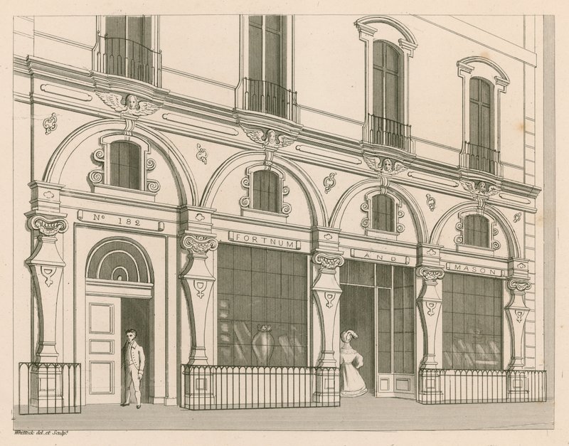 Přední prodejna Fortnum a Mason, č. 182 Piccadilly, Londýn od Nathaniel Whittock