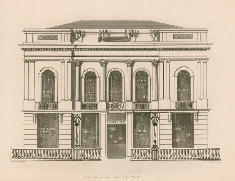 Přední prodejna Hancock and Dixon, Pall Mall East, Londýn od Nathaniel Whittock
