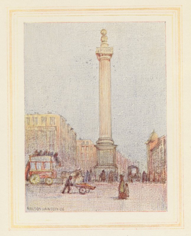Památník (barevná litografie) od Nelson Dawson