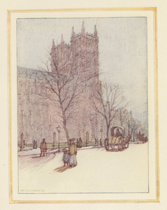 Westminsterské opatství (barevná litografie) od Nelson Dawson