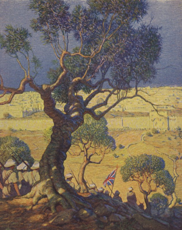 Anglické jednotky sestupují z Olivetské hory od Newell Convers Wyeth