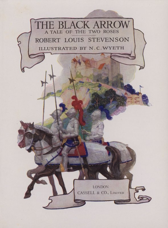 Ilustrace na titulní straně k filmu The Black Arrow od Newell Convers Wyeth