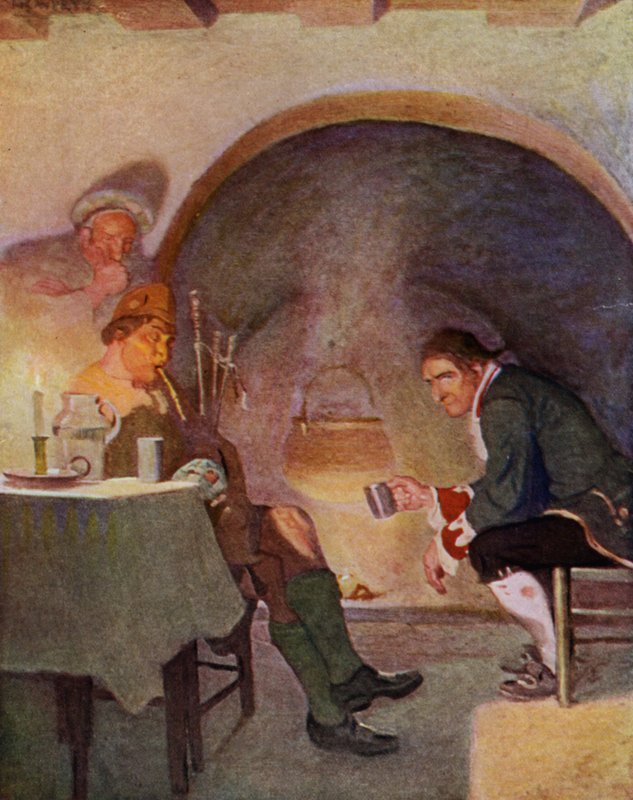 Ilustrace k filmu Uneseni od Roberta Louise Stevensona (barevné lito) od Newell Convers (after) Wyeth