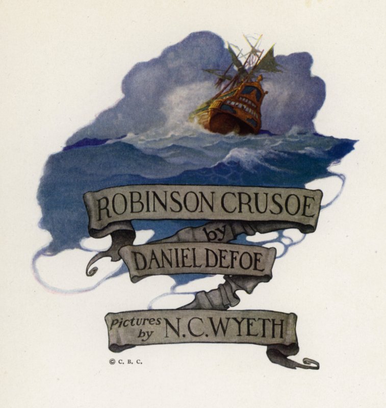 Ilustrace pro Robinson Crusoe (barevné lito) od Newell Convers (after) Wyeth