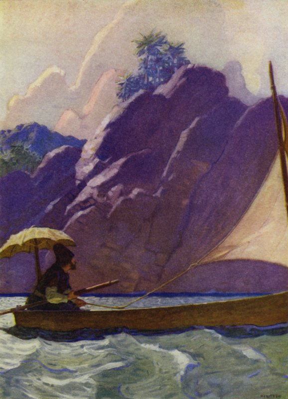 Ilustrace pro Robinson Crusoe (barevné lito) od Newell Convers (after) Wyeth