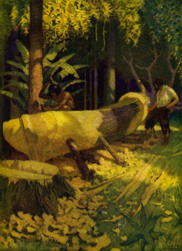 Ilustrace pro Robinson Crusoe (barevné lito) od Newell Convers (after) Wyeth
