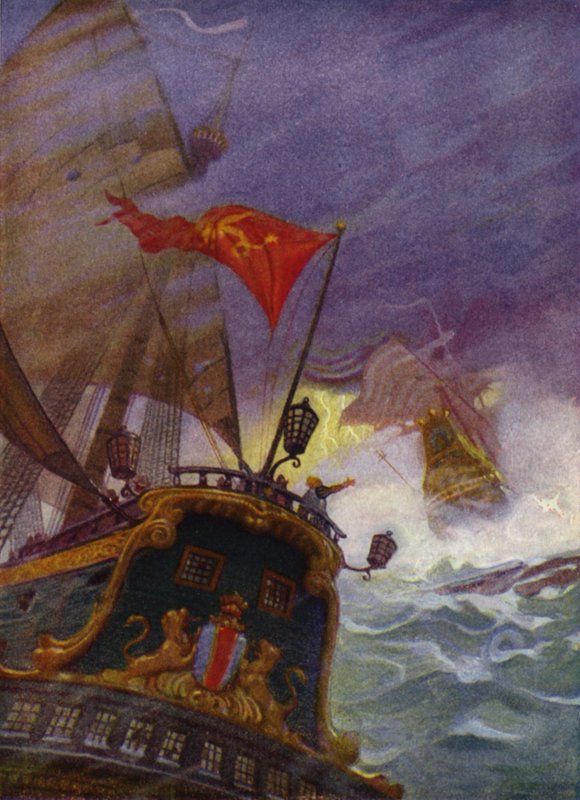 Ilustrace pro Westward Ho! Charles Kingsley (barevné lito) od Newell Convers (after) Wyeth
