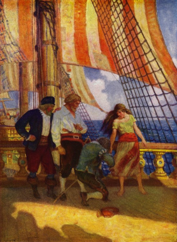 Ilustrace pro Westward Ho! Charles Kingsley (barevné lito) od Newell Convers (after) Wyeth