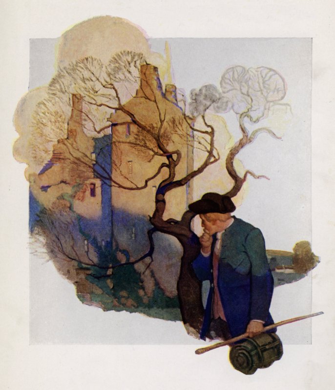 Ilustrace na titulní straně k filmu Uneseno od Roberta Louise Stevensona (barevné lito) od Newell Convers (after) Wyeth