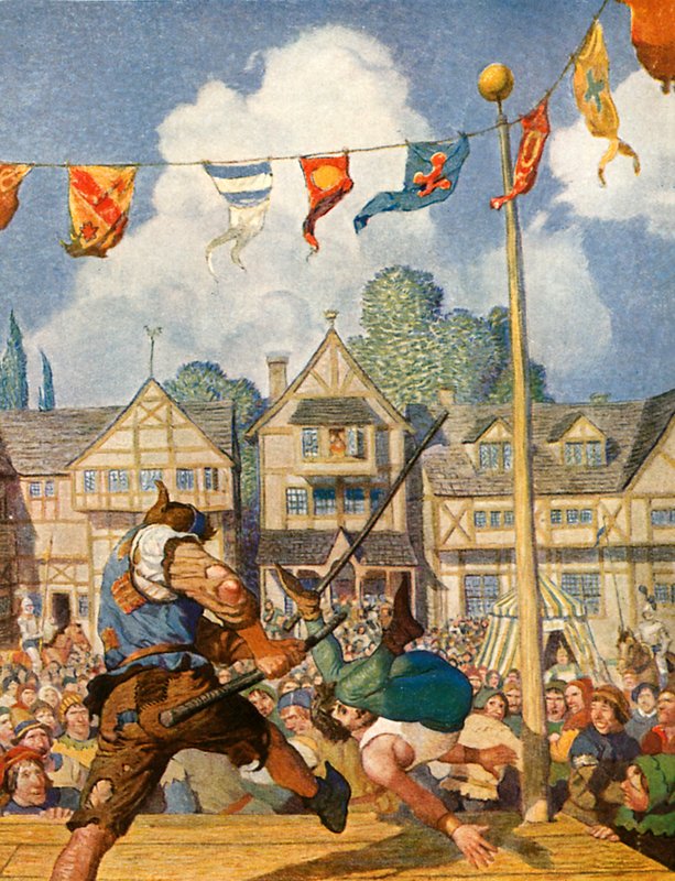Malý John poráží Erica z Lincolnu od Newell Convers Wyeth