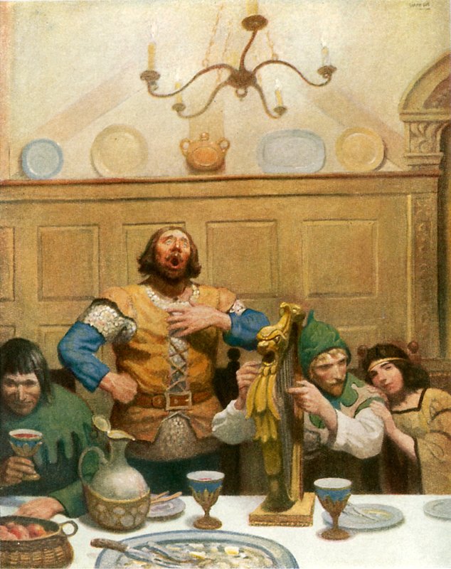 Malý John zpívá na Banketu od Newell Convers Wyeth