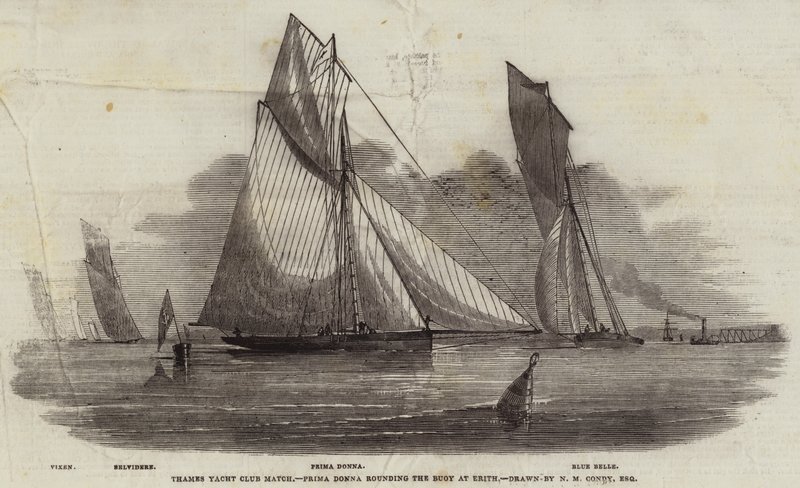 Thames Yacht Club Match, Prima Donna obeplavat bójku v Erithu od Nicholas Matthews Condy