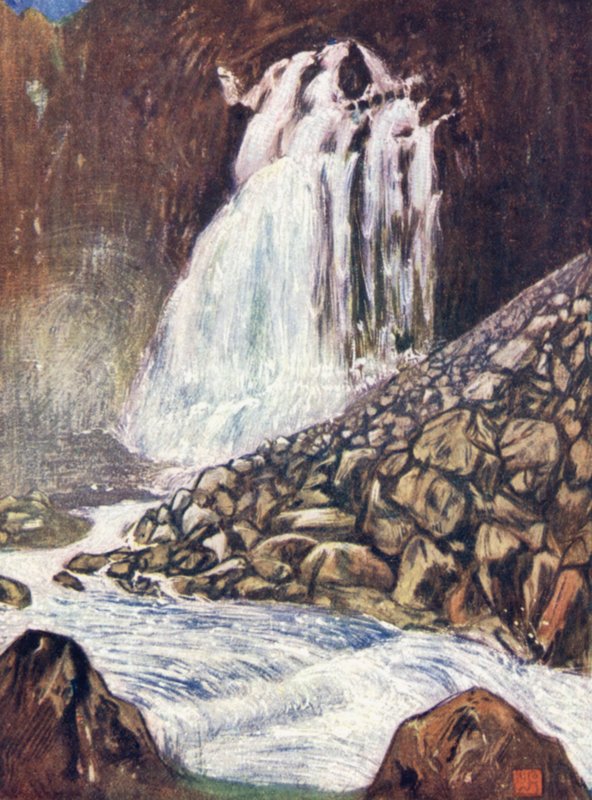 Norsko: Espelandsfos, Hardanger (barva lito) od Nico Jungman