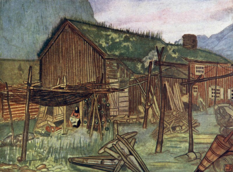 Norsko: Rybářské sítě v Sundalsoren (barva litho) od Nico Jungman