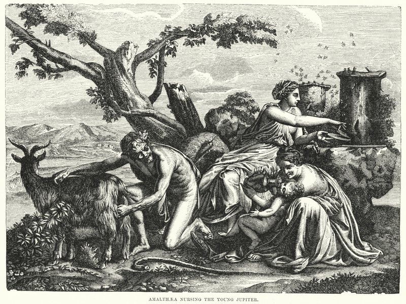 Amalthaea kojící mladého Jupitera od Nicolas Poussin