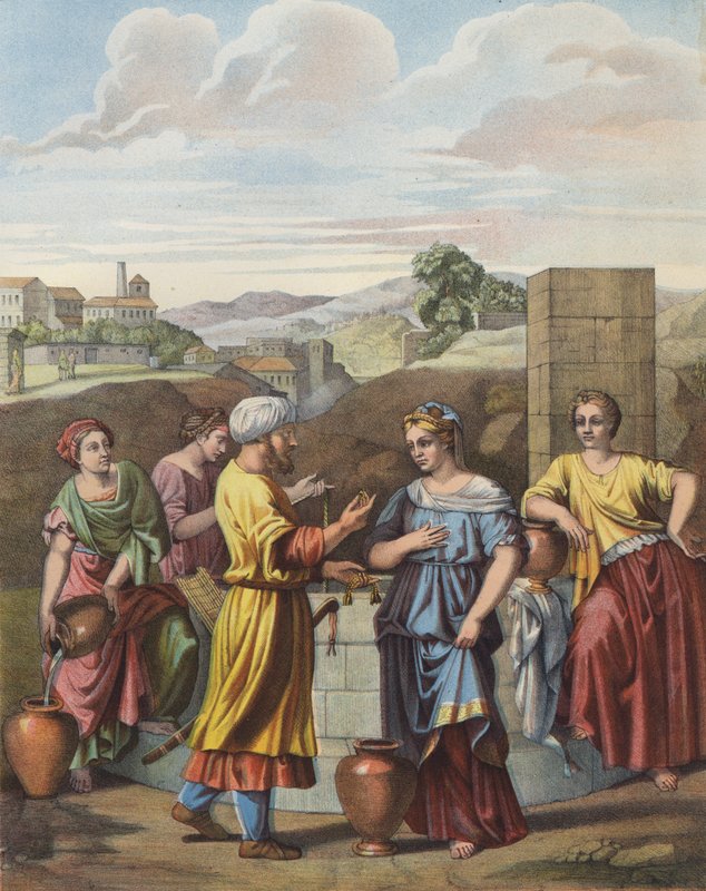 Eliezer a Rebecca u studny od after Nicolas Poussin