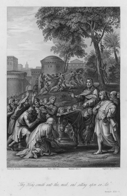 Kristův vstup do Jeruzaléma, Matouš XXI, 5 (rytina) od Nicolas (after) Poussin
