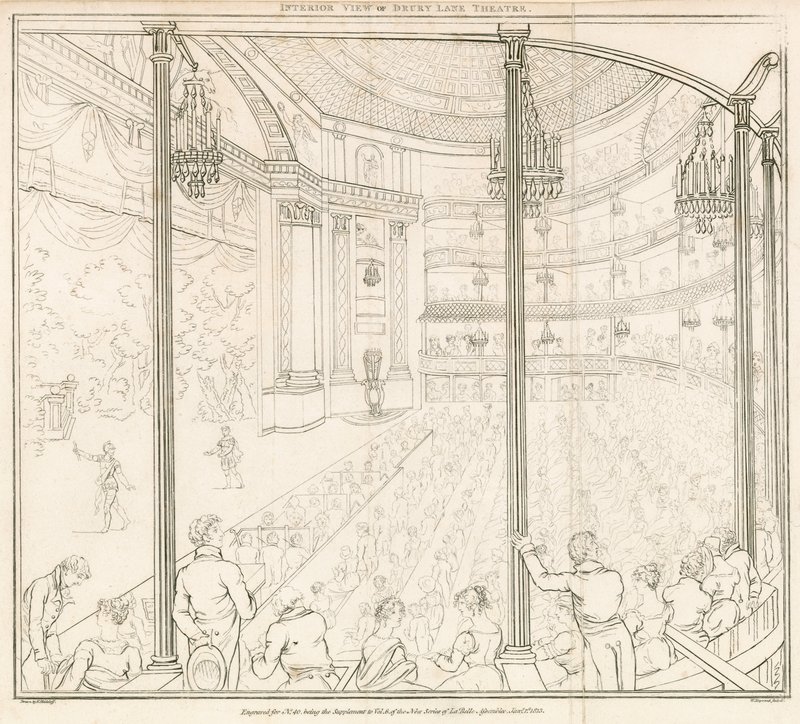 Vnitřní pohled na Drury Lane Theatre, Londýn od Nicolaus von Heideloff