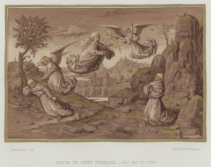 Vize svatého Františka z Assisi (barevné lito) od Nordmann (after)