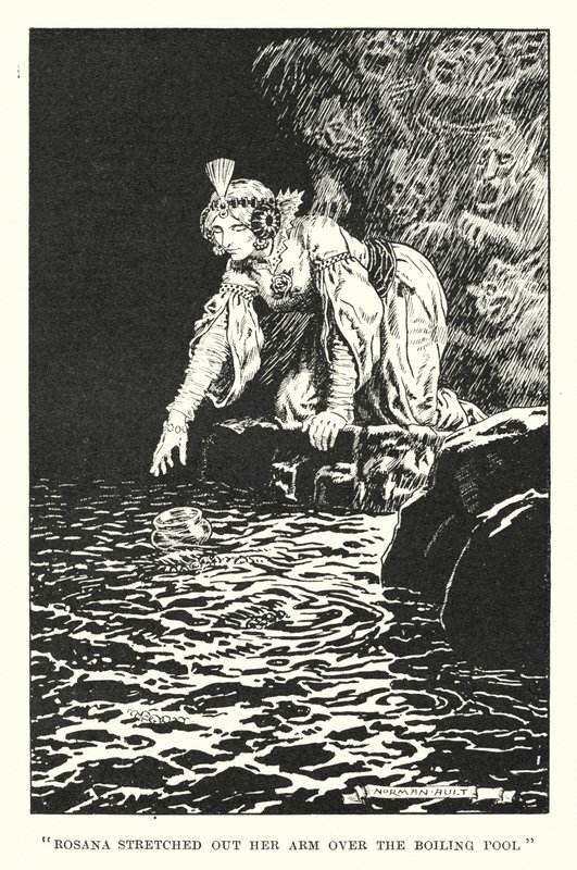 "Rosana natáhla ruku nad Vroucí tůň" (litografie) od Norman Ault