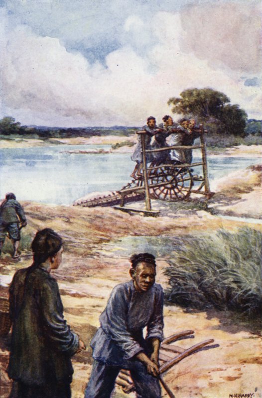 Čína: vodní kolo (barevné litho) od Norman Hardy