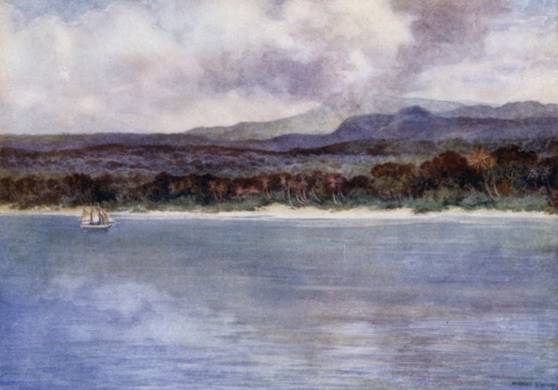 Mount Marion, aktivní sopka, ostrov Ambryn, Nové Hebridy (barva litho) od Norman Hardy
