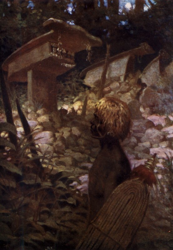 Svatyně posvátné lebky, Britské Šalamounovy ostrovy (barevné lito) od Norman Hardy