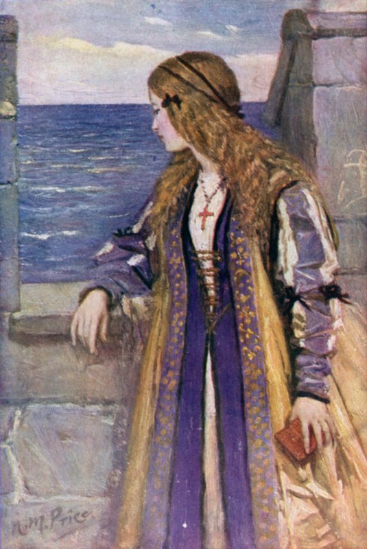 Clare na cimbuří Tantallonu (barva litho) od Norman Mills (after) Price