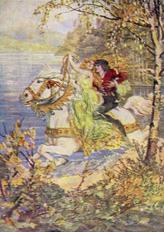 True Thomas and the Fair Queen (color litho) od Norman Mills (after) Price
