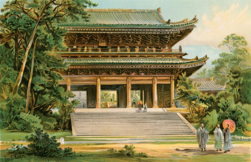 Kultura asijských mongoloidů: japonský chrám od North American