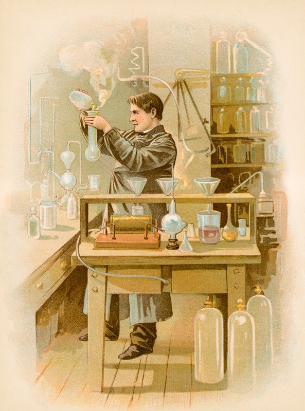 Thomas Edison ve své laboratoři od North American