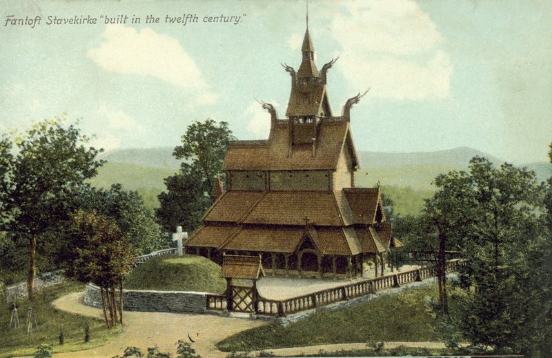 Fantoft Stavkirke, postavený ve 12. století od Norwegian Photographer