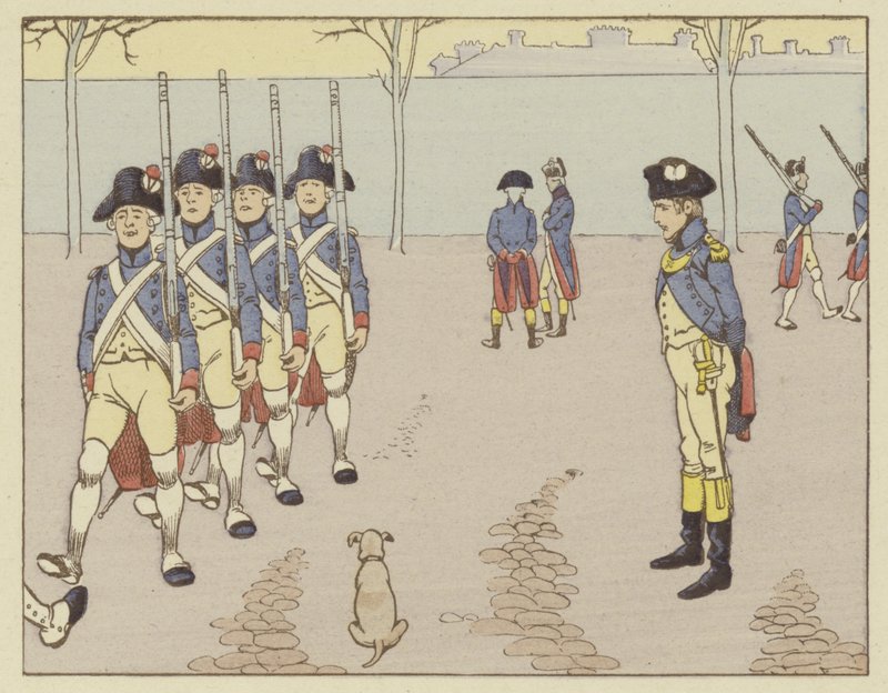 Napoleon jako poručík ve Valence v roce 1785 sledoval cvičení s puškou od Onfray de Breville Job