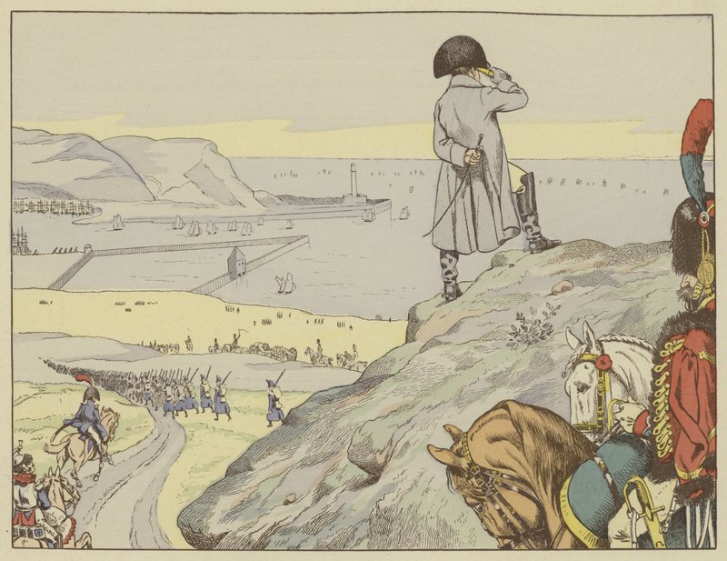 V táboře Boulogne se Napoleon neustále díval přes Kanál směrem k Anglii, září 1803 od Onfray de Breville Job