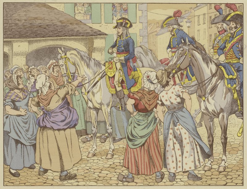 V Paříži v roce 1795 během hladomoru jedna rybí žena vyčítala Napoleonovi, že tloustne na úkor lidu. S úsměvem odpověděl Podívej se na mě a řekni, kdo z nás dvou je nejtlustší? (barevně rozsvíceno od Onfray de Breville Job
