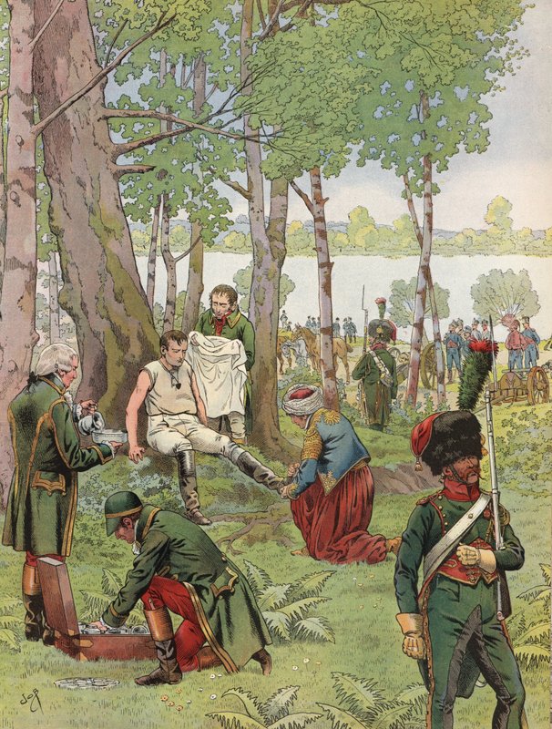 Napoleon si zouvá boty a připravuje jídlo od Onfray de Breville Job