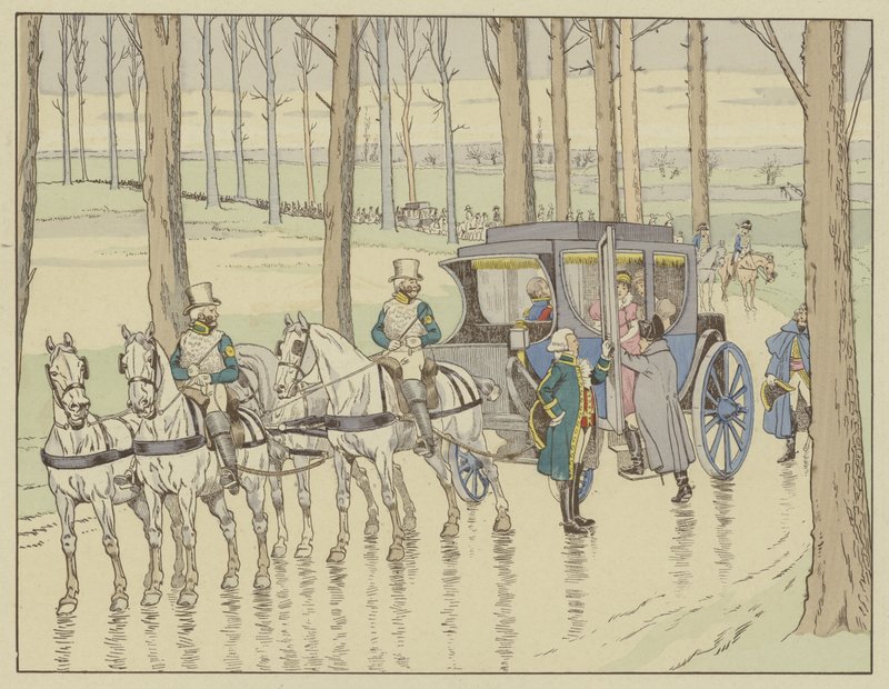 Napoleon setkání s arcivévodkyní Marií-Louise Rakouskou, kterou si musí vzít, 27. března 1810 od Onfray de Breville Job