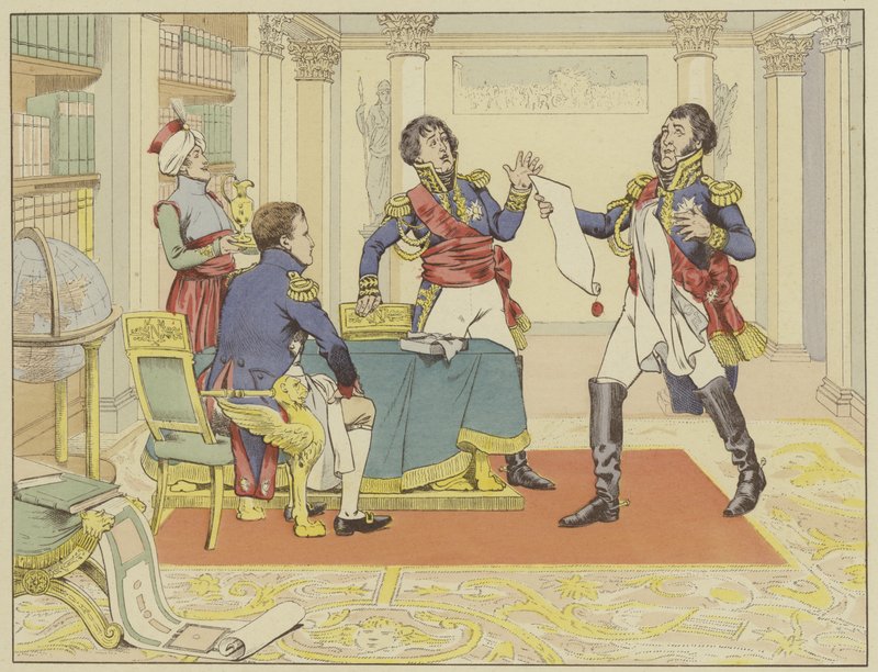 Napoleon odměňuje maršála Lefevra tím, že se mu stal vévodou z Gdaňsku po dobytí města Prusy, 24. května 1807 od Onfray de Breville Job