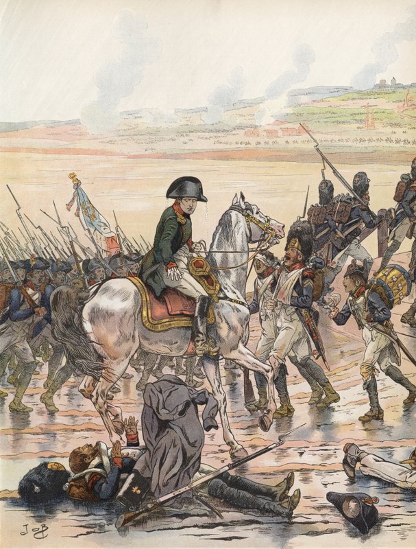 Napoleon projevoval ohleduplnost k jednomu ze svých padlých vojáků během tažení za Rýnem od Onfray de Breville Job