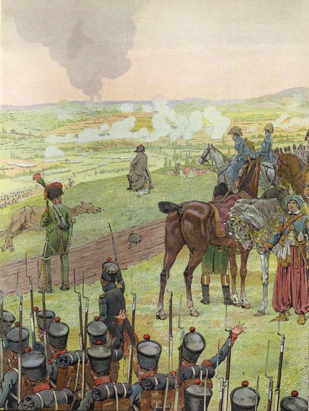 Napoleon, sedící na bubnu, v bitvě u Budyšína, 20-21 května 1813 od Onfray de Breville Job